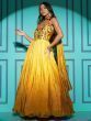 Gorgeous Yellow Embroidered Chinon Party Wear Gown