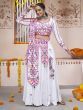 Sensational White Embroidered Work Rayon Navratri Wear Lehenga Choli