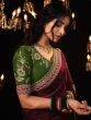 Charming Maroon Embroidered Silk Function Wear Saree With Blouse