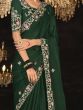 Satisfying Dark Green Embroidered Silk Festival Wear Saree