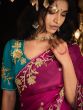 Appealing Rani Pink Embroidered Silk Wedding Wear Saree