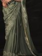 Gorgeous Sage Green Swarovski Work Silk Wedding Wear Saree