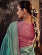 Ravishing Sky Blue Heavy Lace Work Silk Traditional Saree 