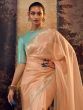 Enchanting Peach Silk Festival Wear Plain Saree With Blouse