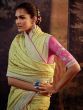 Charming Yellow Woven Silk Wedding Wear Saree With Blouse