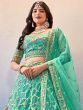 Awesome Turquoise Sequins With Butterfly Net Lehenga Choli