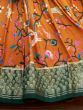 Charming Orange Foil Printed Silk Festive Wear Lehenga Choli With Dupatta