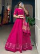 Ravishing Pink Cotton Plain Navratri Wear Lehenga Choli With Dupatta