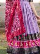  Pretty Lavender Foil Print Dola Silk Festival Wear Gown With Dupatta