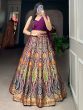 Beautiful Purple Zari Weaving Silk Indo-Western Crop Top Lehenga