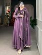 Splendid Purple Georgette Events Wear Plain Gown With Dupatta