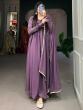Splendid Purple Georgette Events Wear Plain Gown With Dupatta