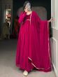 Superb Pink Georgette Festive Wear Plain Gown With Dupatta