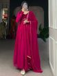 Superb Pink Georgette Festive Wear Plain Gown With Dupatta