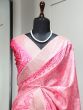 Fetching Pink Digital Printed Handloom Kotha Border Saree With Blouse