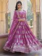 Attractive Purple Sequins Georgette Wedding Wear Lehenga Choli