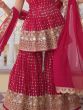 Inviting Rani Pink Sequins Georgette Festival Sharara Suit