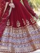Sensational Maroon Sequins Georgette Wedding Wear Gown With Dupatta