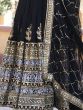Shocking Black Sequins Georgette Festival Wear Gown With Dupatta