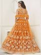 Astounding Orange Sequins Net Sangeet Wear Lehenga Choli With Dupatta