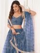 Fabulous Blue Sequins Net Sangeet Wear Lehenga Choli With Dupatta