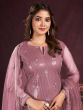 Lovely Dusty Pink Sequins Net Party Wear Salwar Kameez With Dupatta