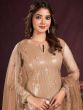 Enticing Brown Sequins Net Festive Wear Salwar Kameez With Dupatta