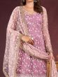 Stunning Pink Embroidered Net Festive Wear Pant Suit With Dupatta