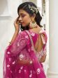 Charming Rani Pink Thread Work Net Wedding Wear Lehenga Choli