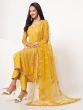 Awesome Yellow Sequin Net Traditional Wear Salwar Suit With Dupatta