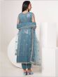 Plushy Dusty Blue Sequin Net Festive Wear Salwar Suit With Dupatta