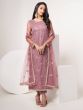 Opulent Dusty Pink Sequins Work Net Sangeet Wear Salwar Suit With Dupatta