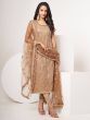 Beautiful Brown Sequins Work Net Designer Salwar Suit With Dupatta