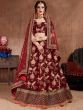 Blooming Dark Maroon Colored Bridal Wear Designer Embroidered Lehenga choli