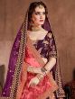 Alluring Purple Colored Bridal Wear Designer Embroidered Lehenga choli