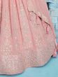 Fetching Pink Sequins Georgette Bridesmaid Lehenga Choli With Dupatta