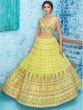 Extraordinary Yellow Sequins Georgette Sangeet Wear Lehenga Choli