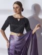 Enticing Purple Chiffon Party Wear Plain Saree With Blouse