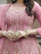 Amazing Pink Embroidered Net Weeding Wear Anarkali Suit