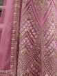 Amazing Pink Embroidered Net Weeding Wear Anarkali Suit