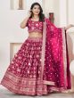 Excellent Rani Pink Zari Work Jacquard Wedding Wear Lehenga Choli