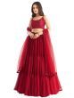 Engaging Red Sequins Georgette Designer Lehenga Choli With Dupatta