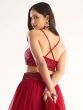 Engaging Red Sequins Georgette Designer Lehenga Choli With Dupatta