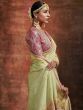Beautiful Tea Green Woven Silk Festive Wear Saree