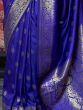 Fascinating Blue Woven Silk Festival Wear Saree With Blouse