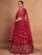Wonderful Red Sequins Georgette Wedding Wear Lehenga Choli With Dupatta