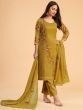 Lovely Yellow Zari Embroidered Georgette Salwar Suit