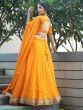 Gorgeous Orange Laheriya Print Georgette Designer Lehenga Choli