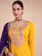 Splendid Yellow Embroidered Silk Haldi Wear Lehenga Suit With Dupatta