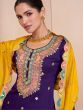 Lavish Purple Embroidered Silk Traditional Lehenga Suit With Dupatta